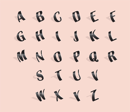 Alphabet font, cut out of paper, ilustrationのイラスト素材