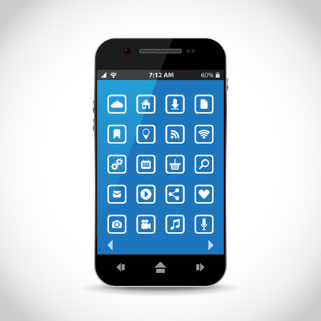 Cellphone with flat iconsのイラスト素材