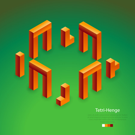 Elements, 3d cubic blocks expressing Stonehengeのイラスト素材