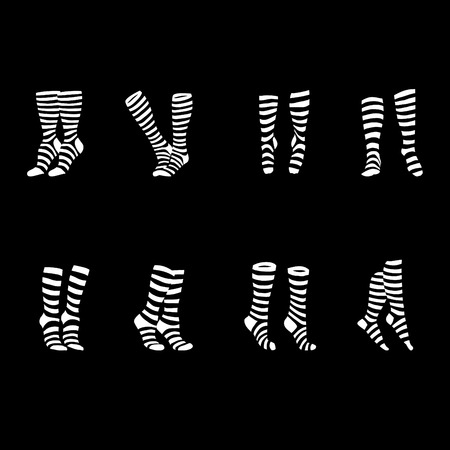 Set of black and white striped socksのイラスト素材