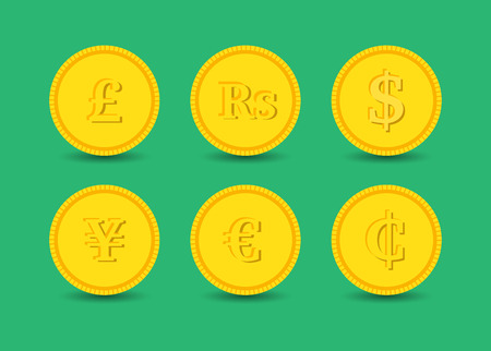 coins various currencies, illustrationのイラスト素材