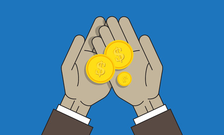 Coins on the palm, vectorのイラスト素材