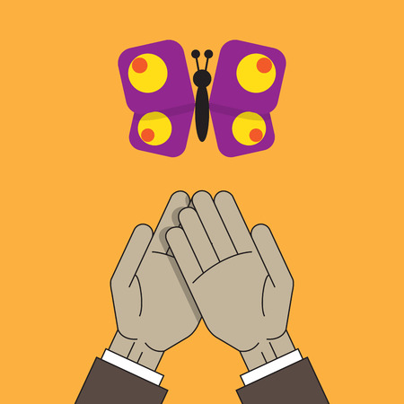 Hands and butterflyのイラスト素材