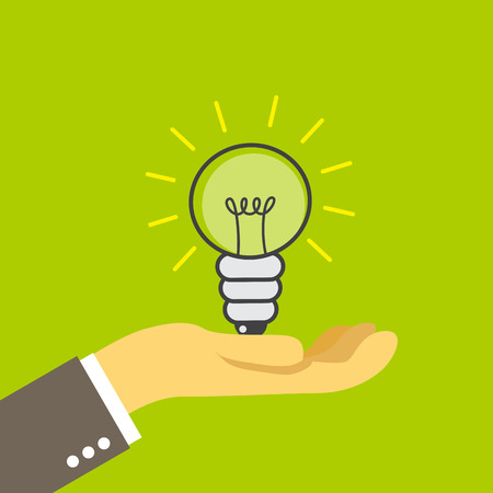 lightbulb on the palm, illustrationのイラスト素材