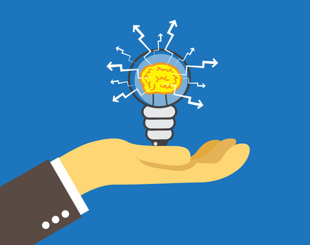 light bulb with brain insideのイラスト素材