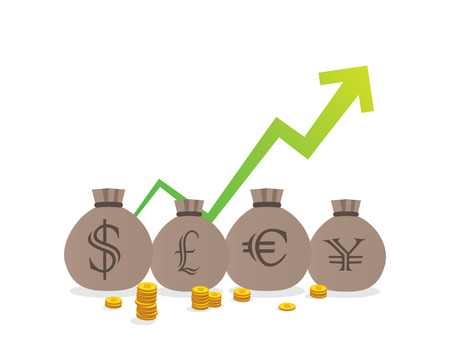Money bags coins and graphのイラスト素材