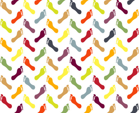 Seamless footprint colorful pattern, vector illustrationのイラスト素材