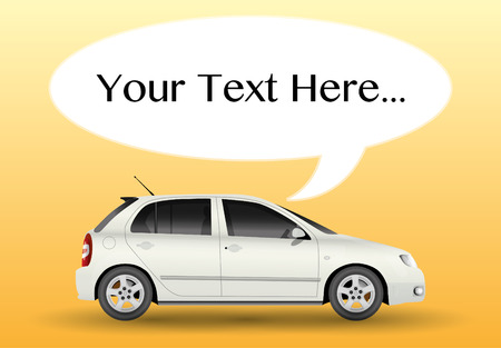 Car from side with text bubble, illustrationのイラスト素材