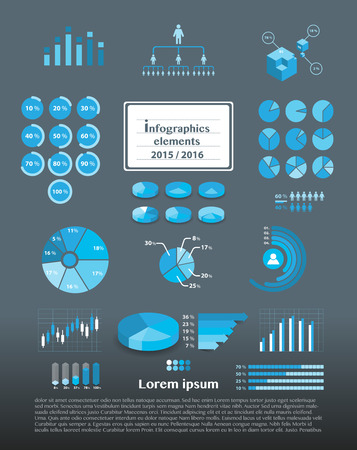 Set of infographics elements - various chartsのイラスト素材