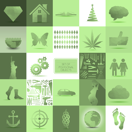Set of polygonal objects, illustrationのイラスト素材