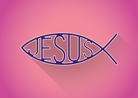 Christian fish symbol in a flat design, illustrationのイラスト素材