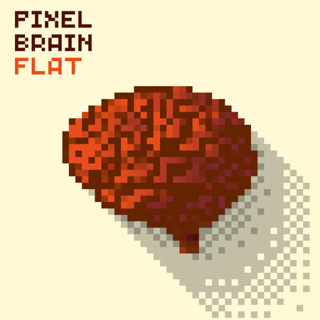 Pixel human brain in a flat design, pixelated illustration. - Stock vectorのイラスト素材
