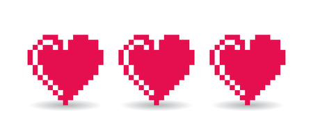 Pixel Heart casting shadow, pixelated illustration. - Stock vectorのイラスト素材