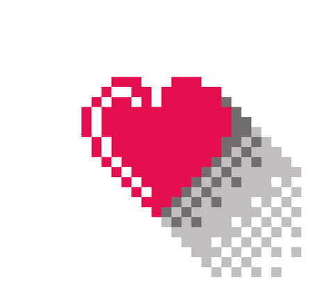 Pixel Heart in flat design, pixelated illustration. - Stock vectorのイラスト素材