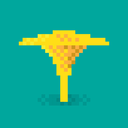 Pixel Mushroom illustration, pixel art design. Editable vectorのイラスト素材