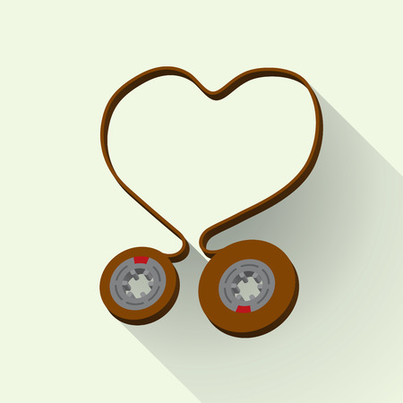 I Love Audio theme in flat design, illustration. - Stock vectorのイラスト素材