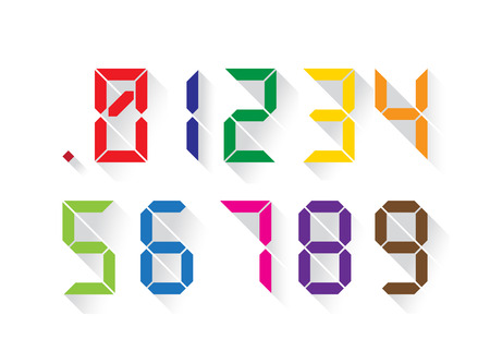 Set of digital colorful numbers in a flat design, each digit separately. Vectorのイラスト素材