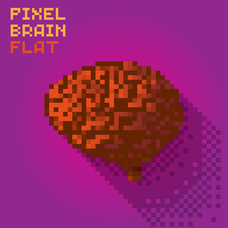 Pixel human brain in a flat design, pixelated illustration. - Stock vectorのイラスト素材