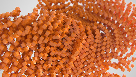 Orange chaotic abstract cube background 3d Illustrationの写真素材