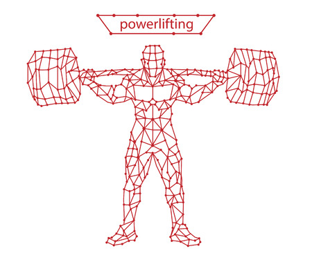 Trendy stylized illustration movement, powerlifting, line vector silhouette of powerliftingのイラスト素材