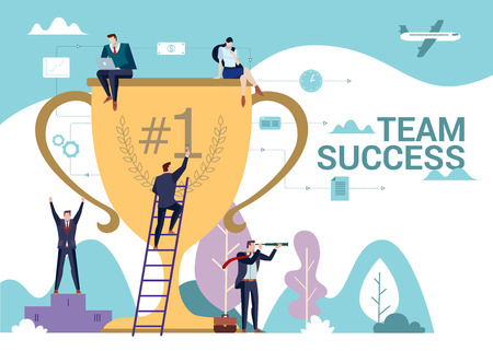 Business people team has a reward for the hard work concept. Team Success word.のイラスト素材