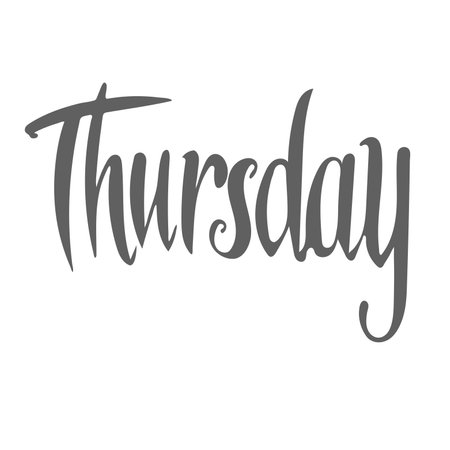 Thursday handwritten lettering calligraphic vector illustration font.のイラスト素材