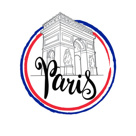 Paris logo, Arc de Triomphe, symbols of the city.のイラスト素材