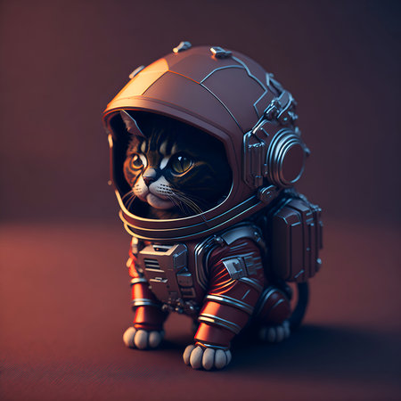 Cute cat astronaut in a spacesuit. 3D rendering.の素材