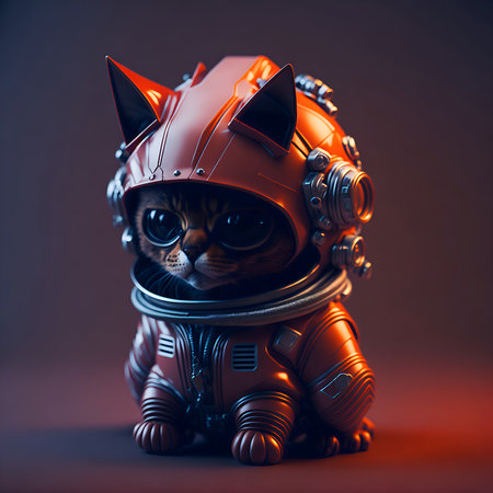 Cute cat in astronaut helmet. Cosmonautics concept.の素材