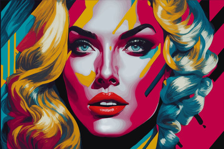 Beautiful woman face with creative make-up. Vector illustration.のイラスト素材