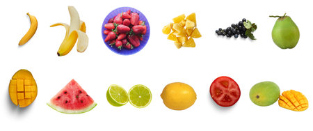 collection of various fruit on white background. each one is shot separatelyの写真素材