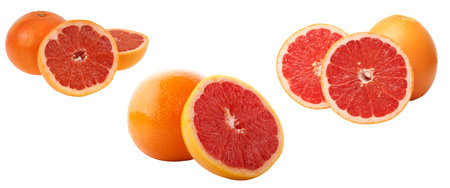Ripe grapefruits isolated on a white background. Clipping Pathの写真素材