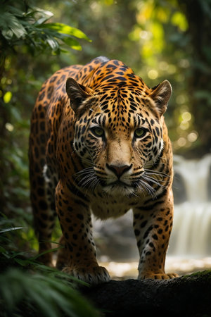 Portrait of a leopard in the jungle. Panthera oncaの素材