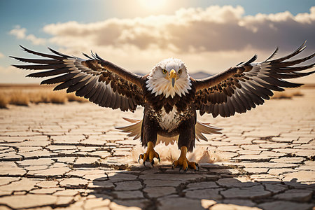 Bald Eagle (Haliaeetus leucocephalus) in the desert.の素材