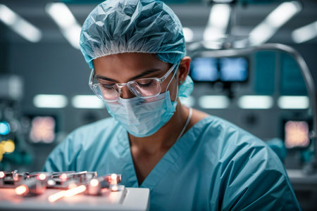 Surgeon performing operation in operating room at hospital. Medical healthcare and doctor service.の素材
