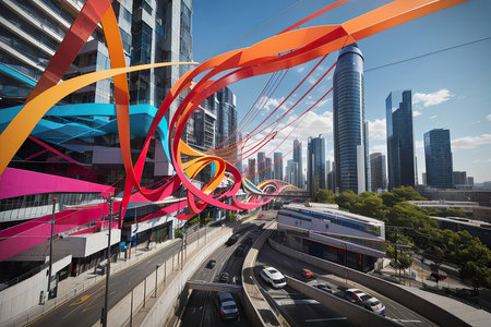 modern cityscape of shanghai lujiazui financial districtの素材