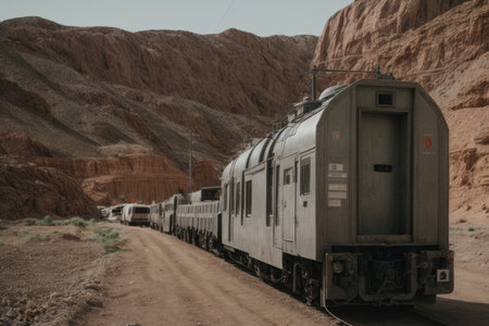 Train in the desert of Arizona, United States of America, USAの素材