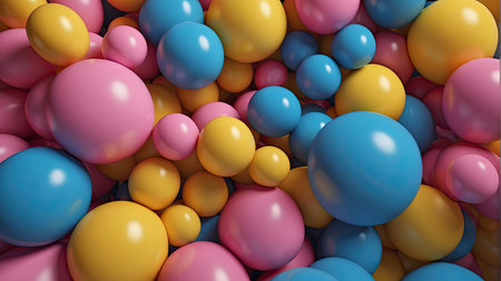 3d render of colorful balloons background. Colorful balloons background.の素材