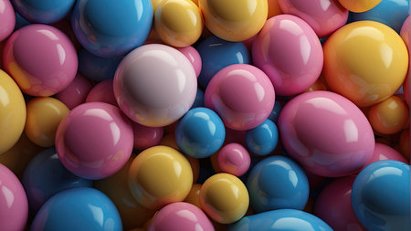 3d render of colorful balloons background. 3d render illustration.の素材