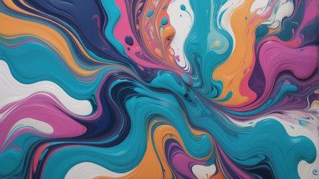 3d illustration, abstract background of acrylic paint in the form of a waveの素材
