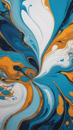 Abstract background of mixed colors in blue, yellow, orange and whiteの素材