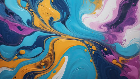 Abstract background of acrylic paint in blue, pink and yellow tones.の素材