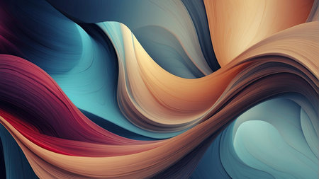 abstract background with smooth lines in blue, orange and brown colorsの素材
