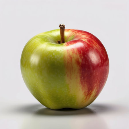 Red and green apple on a white background. Isolated with shadowの素材