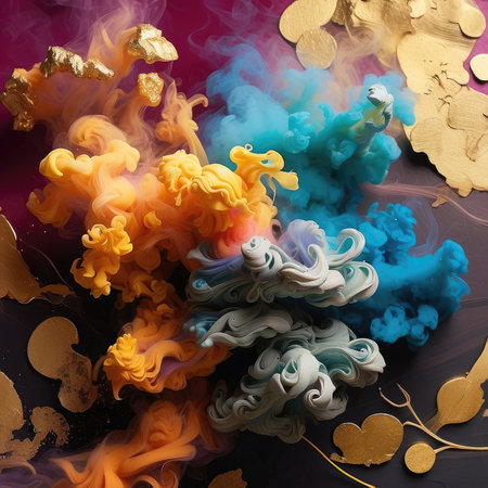 colorful ink in water on a black background. abstract background for designの素材