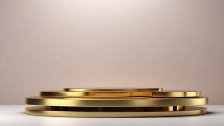 3d render of gold podium or pedestal for product presentation.の素材