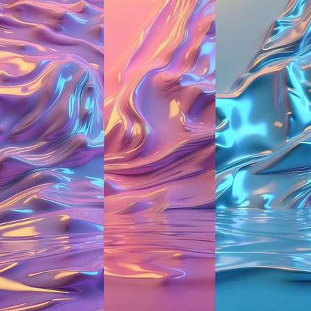 3d render, abstract liquid background with waves and folds, 3d illustrationの素材