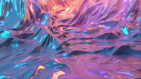 3d render, abstract background, pink and blue liquid with wavesの素材