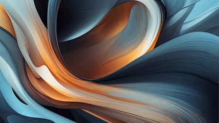 abstract background with smooth lines in blue, orange and brown colorsの素材