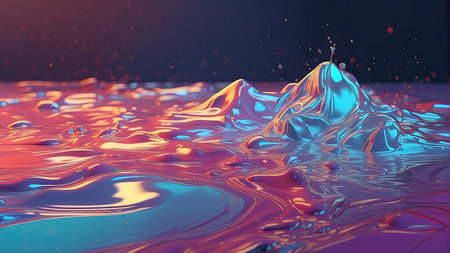 Falling drops of water. 3d rendering, 3d illustration.の素材
